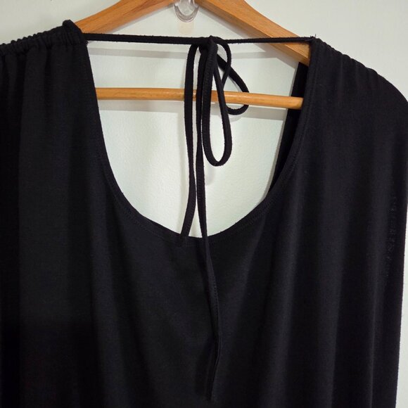 EUC MAX STUDIO BLACK DOUBLE SCOOP NECK MUSCLE SLEEVE STYLE JUMPSUIT SIZE M - Picture 6 of 16